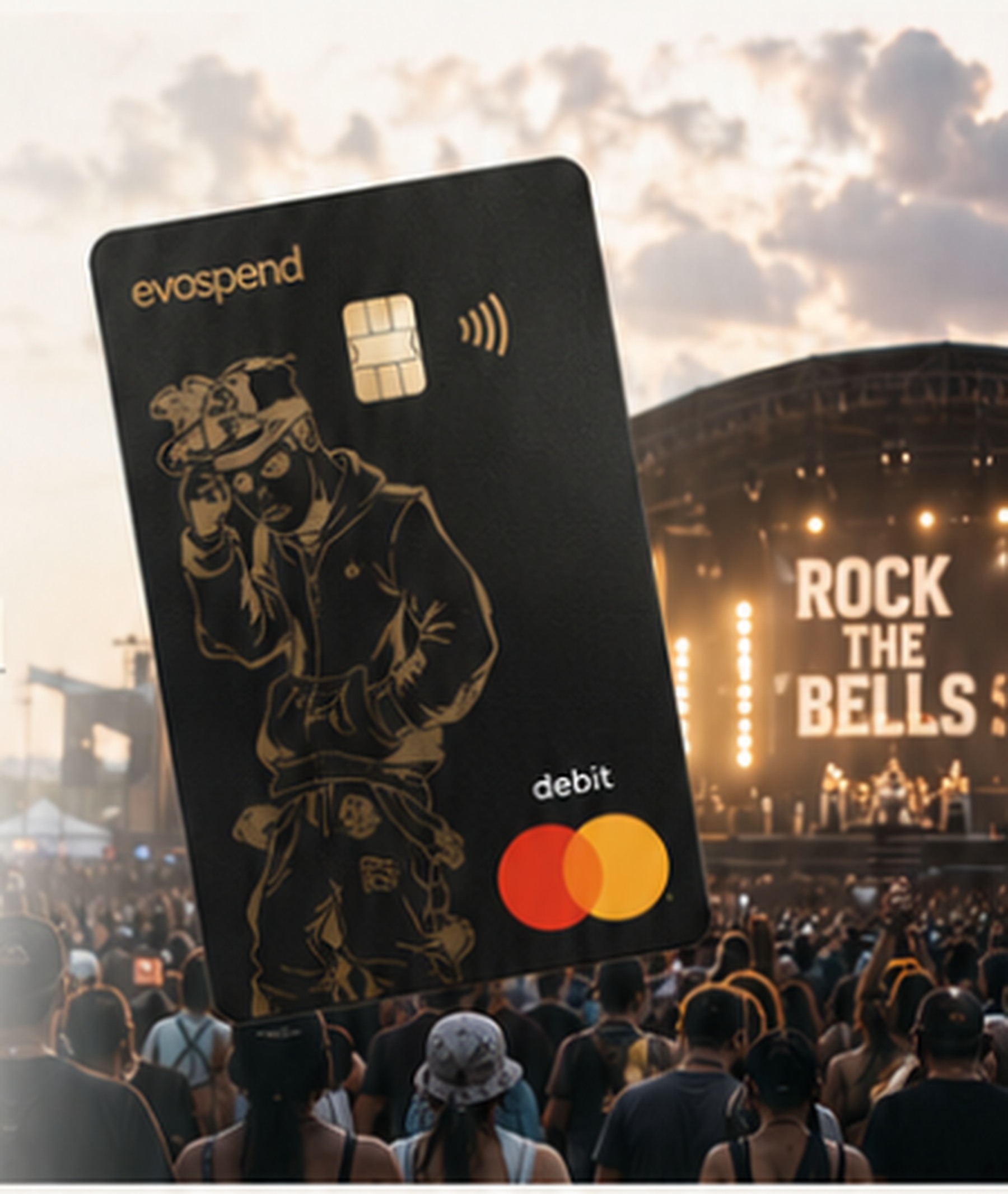 EvoSpend and LRG Mastercard activation visual at Rock the Bells